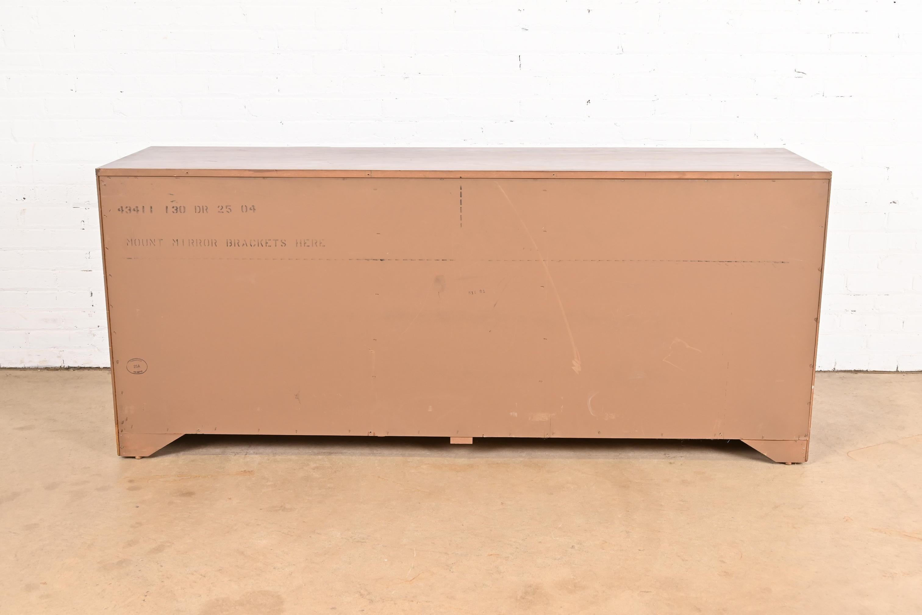 Thomasville Mid-Century Hollywood Regency Campaign Walnut Dresser or Credenza For Sale 7
