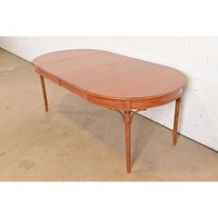 Thomasville Mid-Century Hollywood Regency Chinoiserie Pecan Wood Dining Table