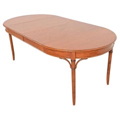 Thomasville Mid-Century Hollywood Regency Chinoiserie Pecan Wood Dining Table