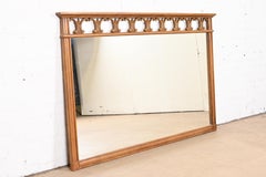 Thomasville Midcentury Hollywood Regency Sculpted Walnut Framed Wall Mirror