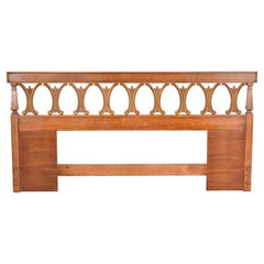 Thomasville Mid-Century Hollywood Regency Sculpted Walnut King Size Headboard