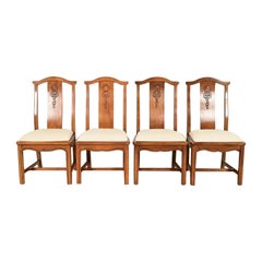 Thomasville Mid-Century Hollywood Regency Walnut Dining Chairs, Set of Four