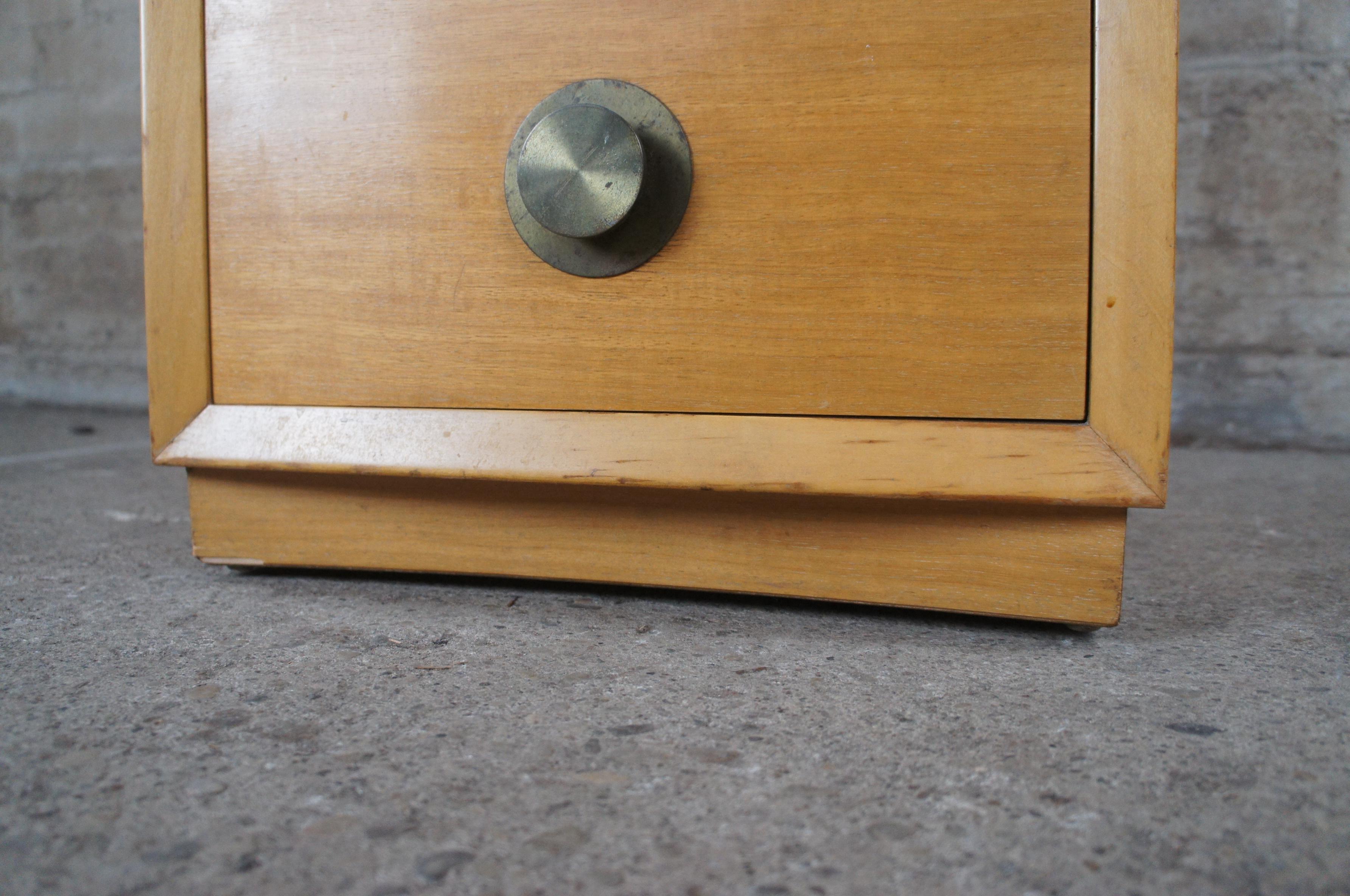 Thomasville Mid-Century Modern Blonde Maple 4 Drawer Nightstand Side End Table 7