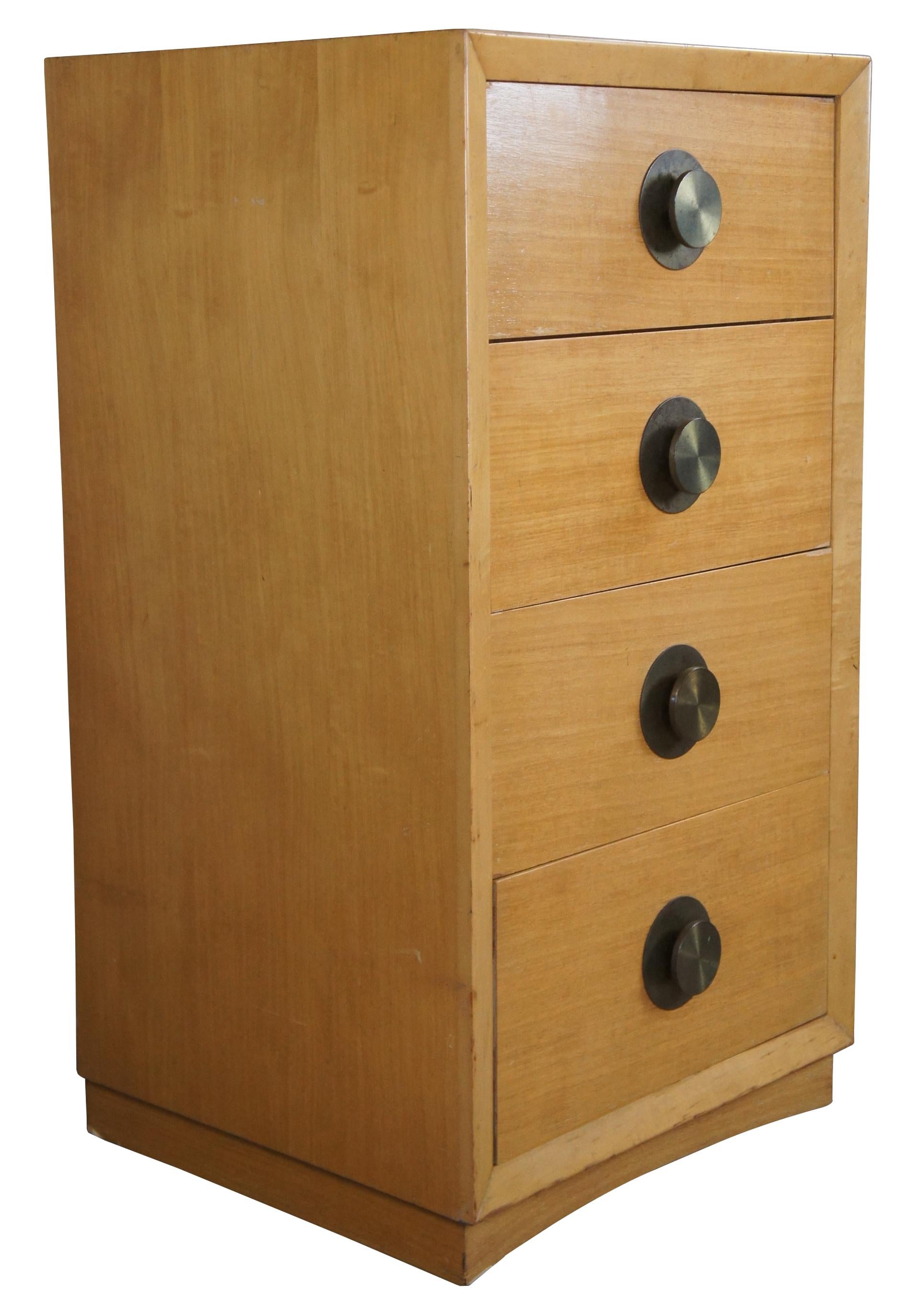 Thomasville Mid-Century Modern Blonde Maple 4 Drawer Nightstand Side End Table In Good Condition In Dayton, OH
