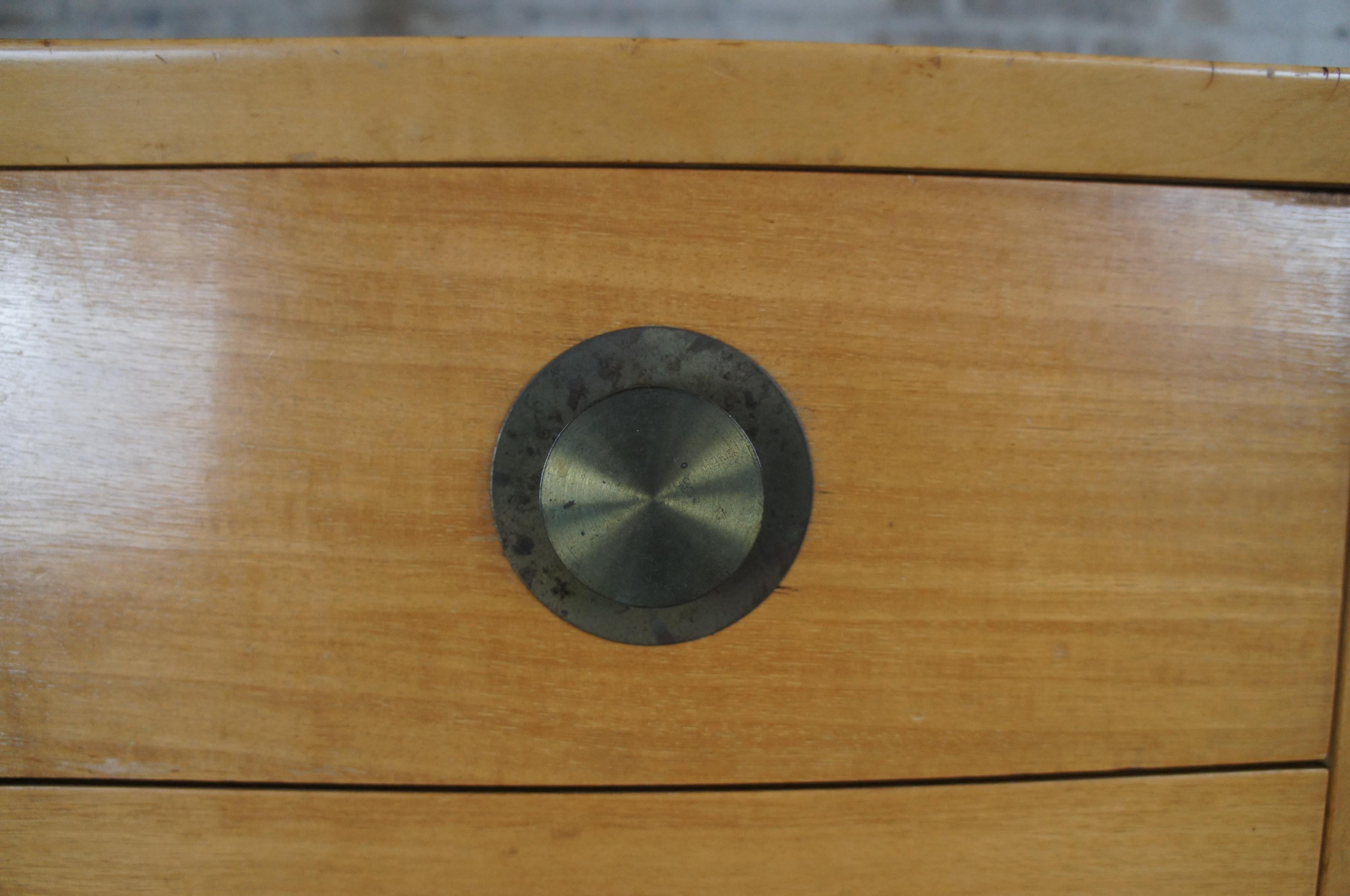 20th Century Thomasville Mid-Century Modern Blonde Maple 4 Drawer Nightstand Side End Table