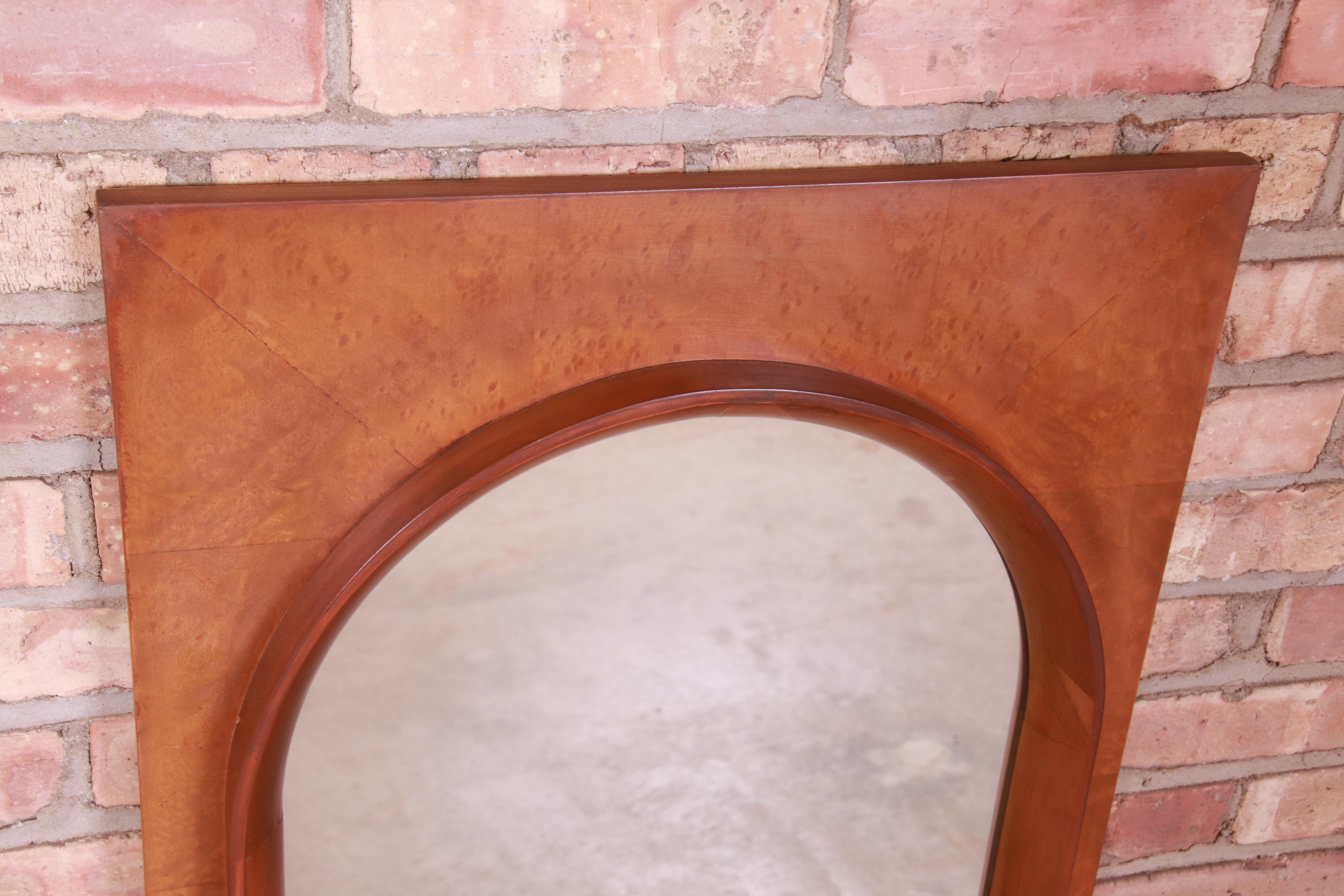 Thomasville Mid-Century Modern Burled Walnut Framed Arched Mirrors, Pair 2