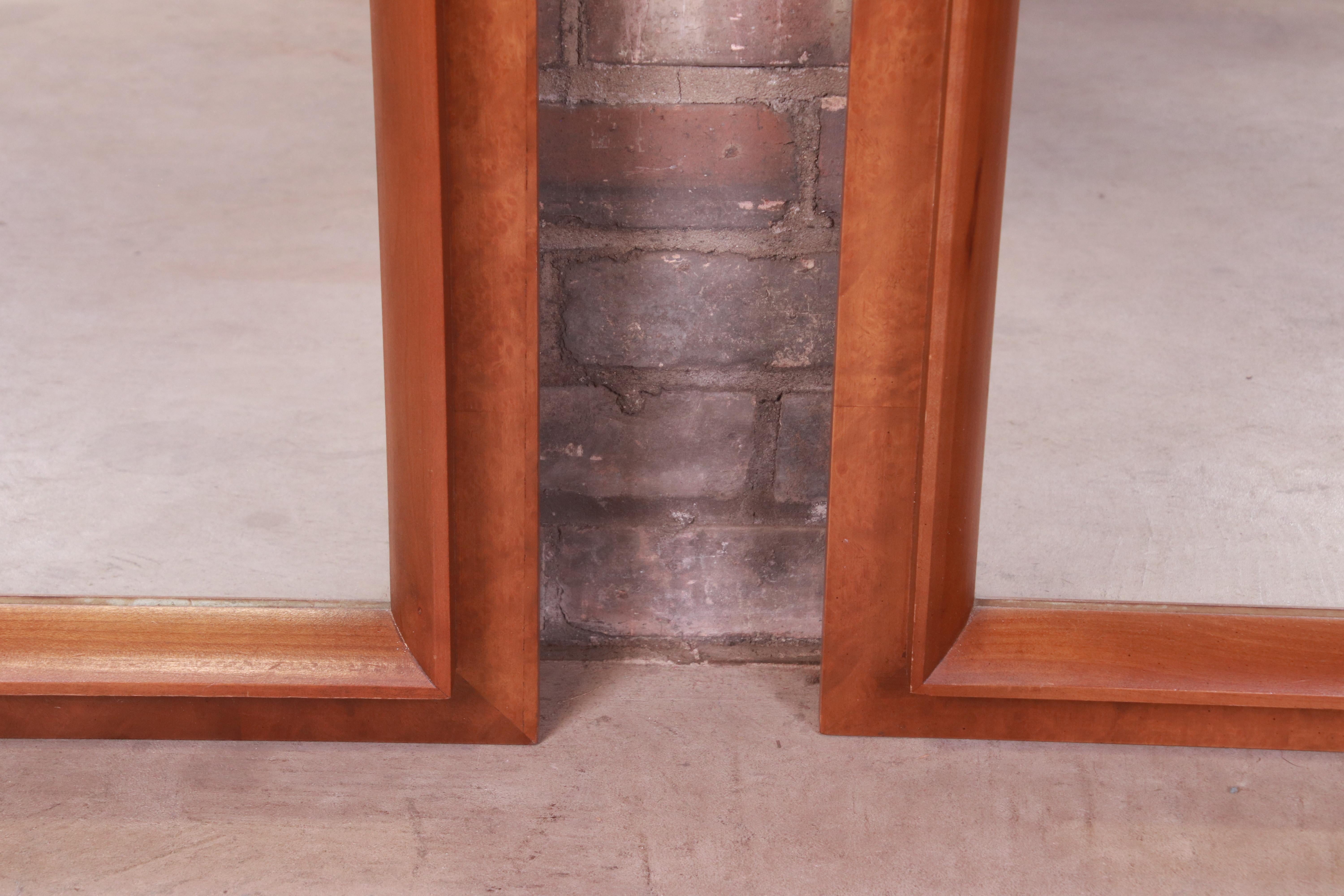 Thomasville Mid-Century Modern Burled Walnut Framed Arched Mirrors, Pair 1