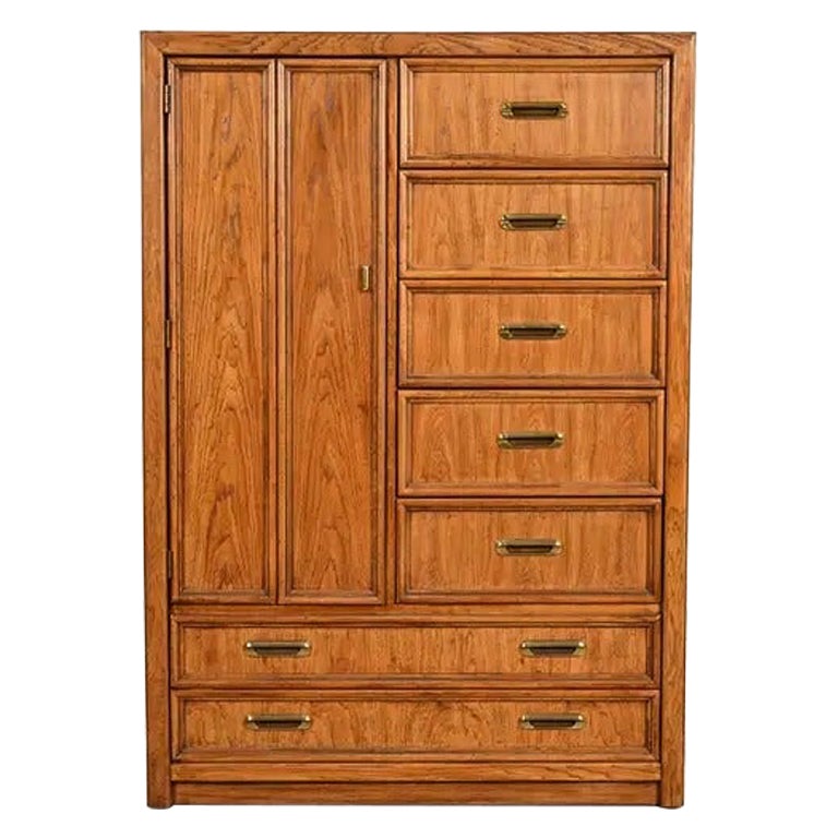Pre-owned Thomasville Mid-century Modern Campaign Walnut Gentleman's Chest, Circa 1970s In Brown