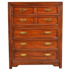 Thomasville Mid-Century Modern Hollywood Regency Campaign Walnut Highboy Dresser