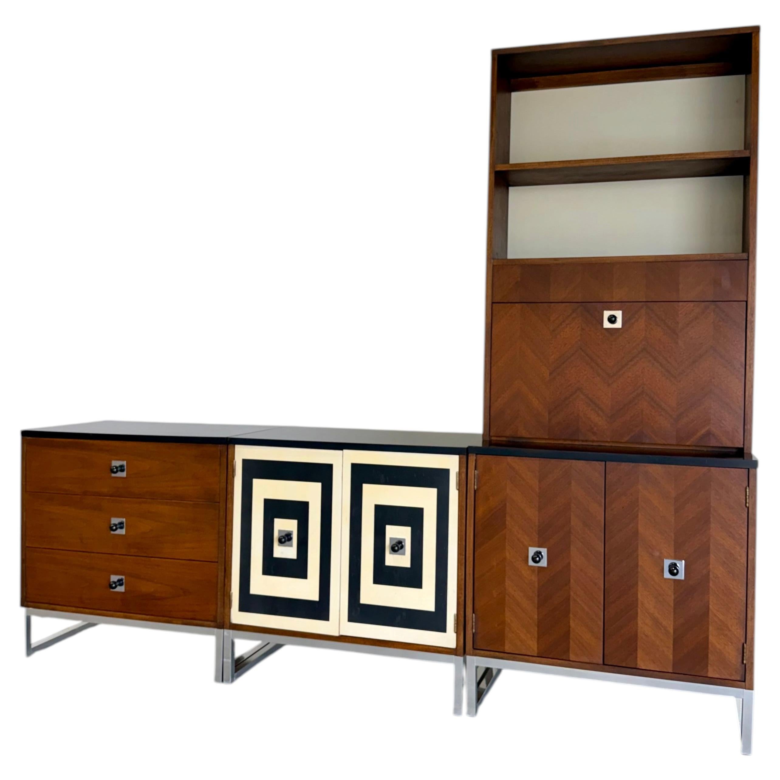Thomasville Mid Century Modern Modular 4pc Wall Unit c.1967 For Sale