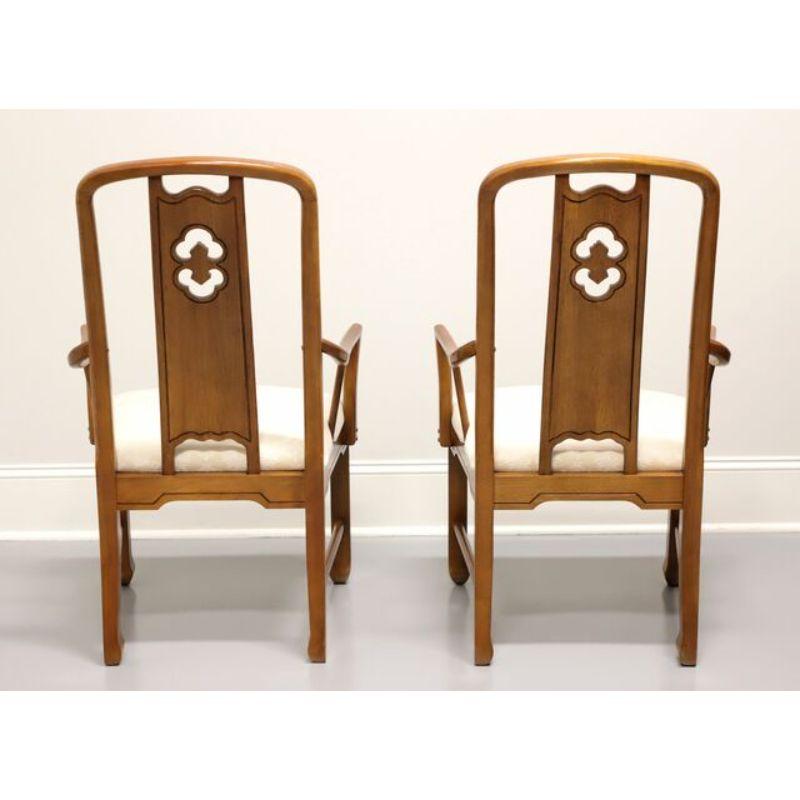 THOMASVILLE Mystique Asian Chinoiserie Dining Captain's Armchairs - Pair In Good Condition For Sale In Charlotte, NC