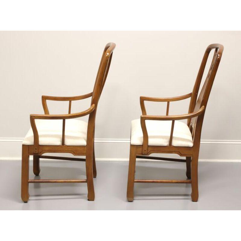 THOMASVILLE Mystique Asian Chinoiserie Dining Captain's Armchairs - Pair In Good Condition In Charlotte, NC