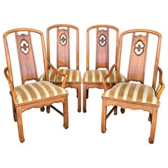 Thomasville Mystique Asian Chinoiserie Ming Dining Chairs, Set of 4