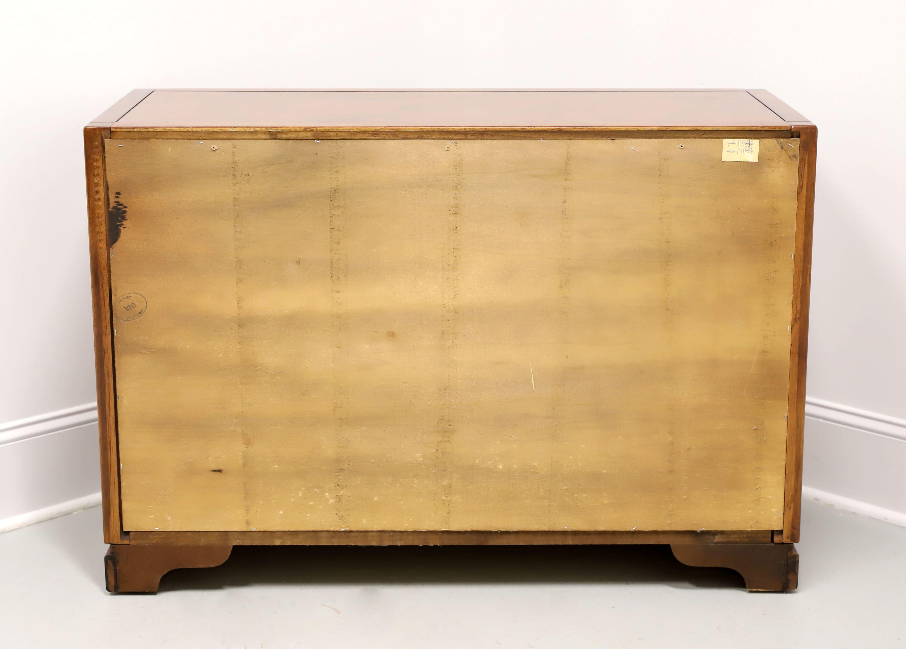 American THOMASVILLE Mystique Collection Burl Walnut Asian Console Cabinet For Sale