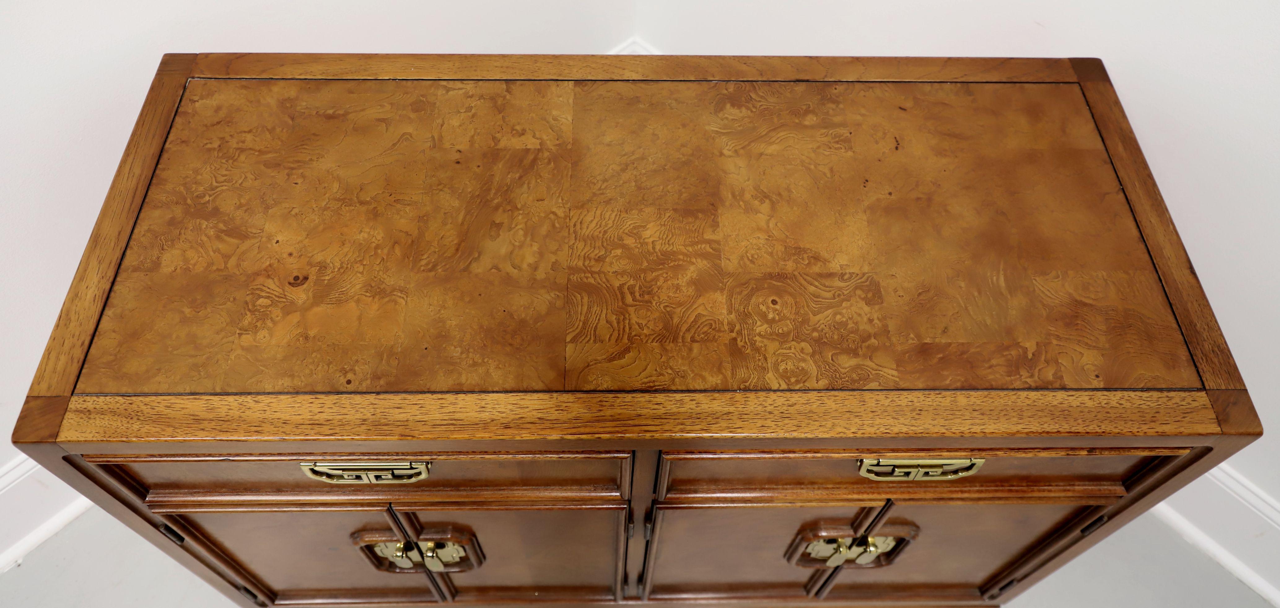 20th Century THOMASVILLE Mystique Collection Burl Walnut Asian Console Cabinet For Sale