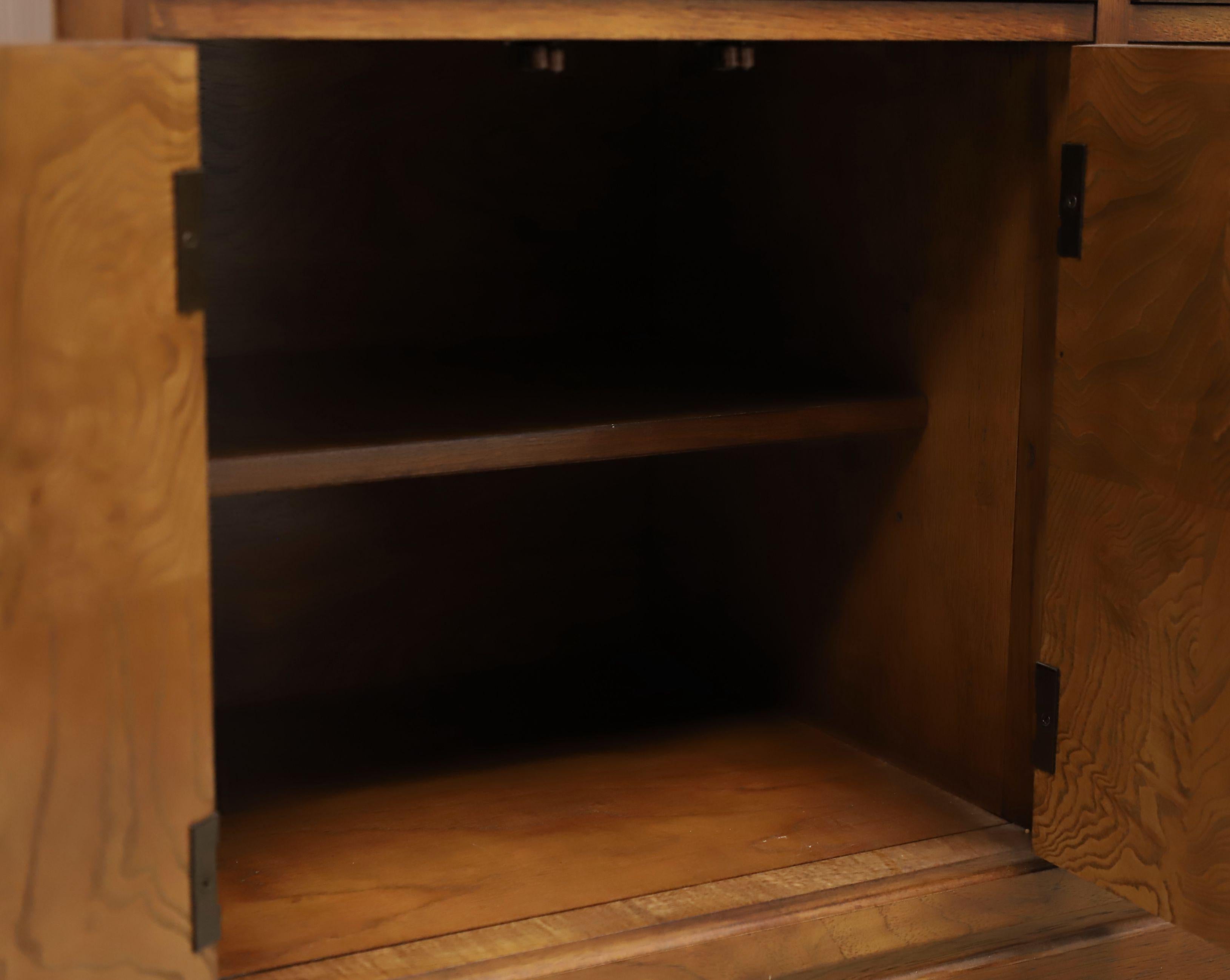 THOMASVILLE Mystique Collection Burl Walnut Asian Console Cabinet For Sale 1