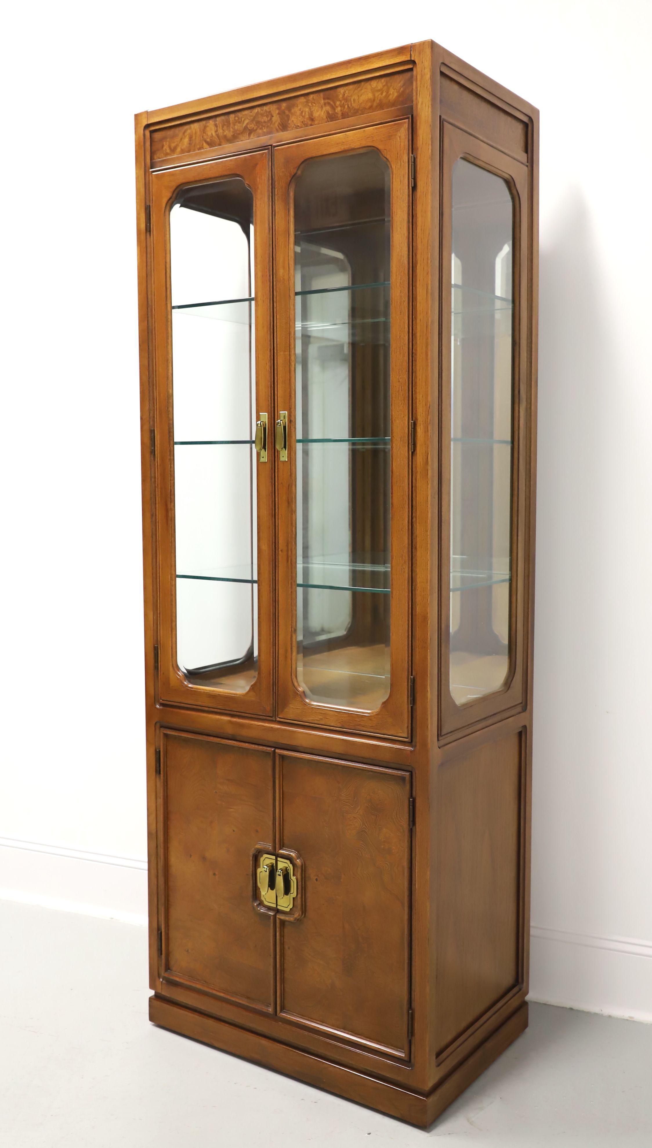 Chinoiserie THOMASVILLE Mystique Collection Burl Walnut Asian Curio Display Cabinet - A For Sale