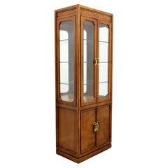 THOMASVILLE Mystique Collection Burl Walnut Asian Curio Display Cabinet - A