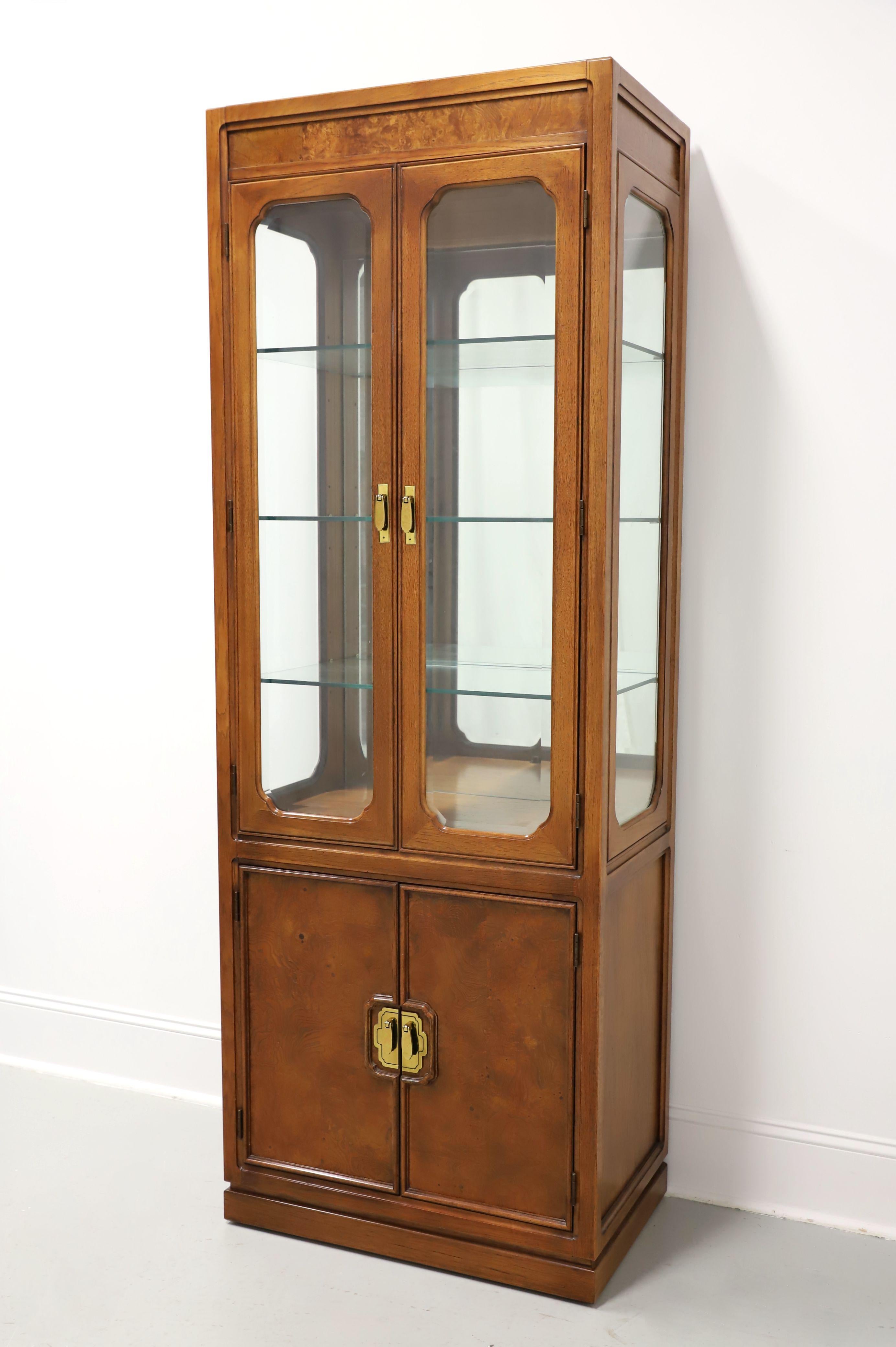 Chinoiserie THOMASVILLE Mystique Collection Burl Walnut Asian Curio Display Cabinet - B For Sale