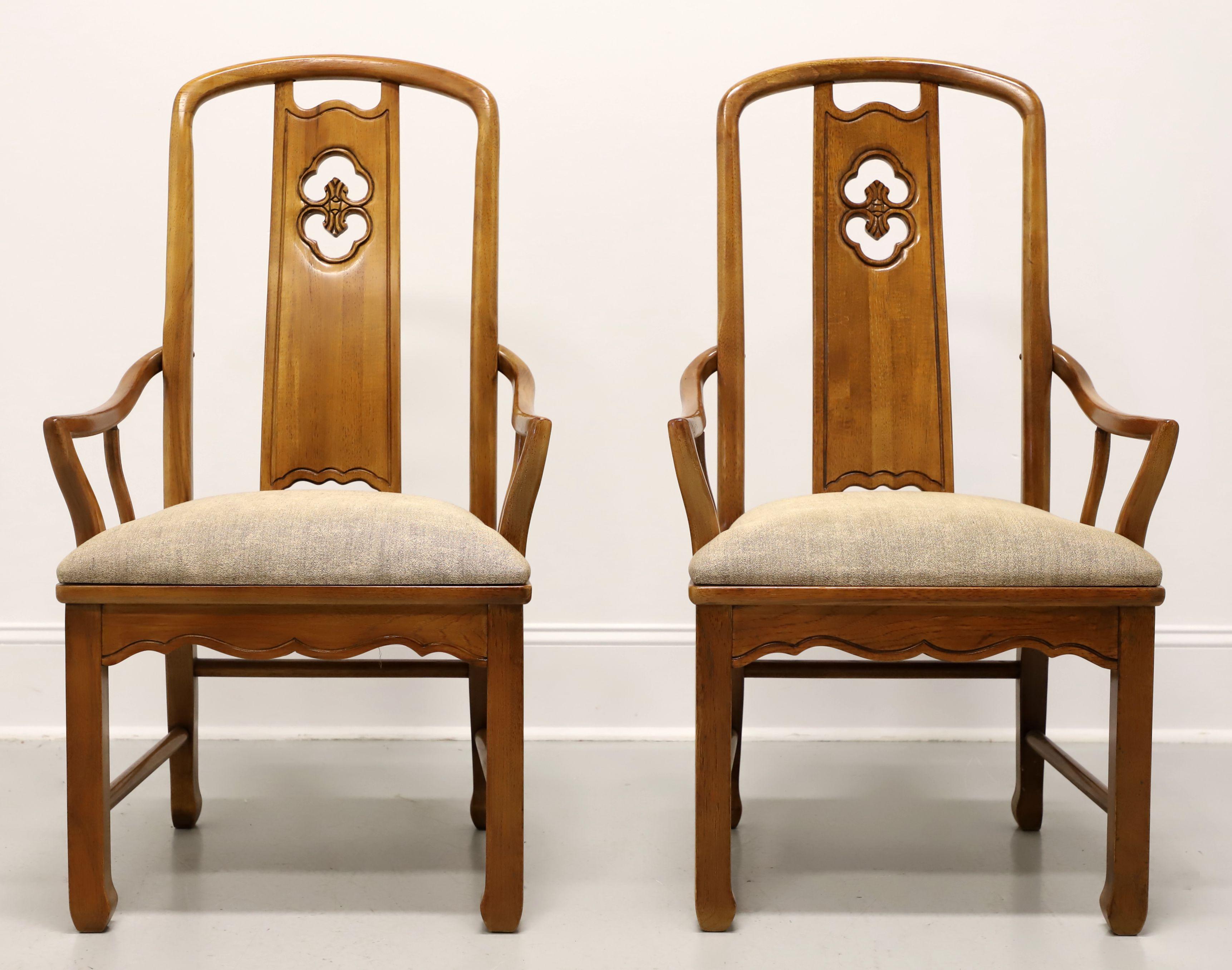 American THOMASVILLE Mystique Collection Walnut Asian Dining Armchairs - Set of 6 For Sale