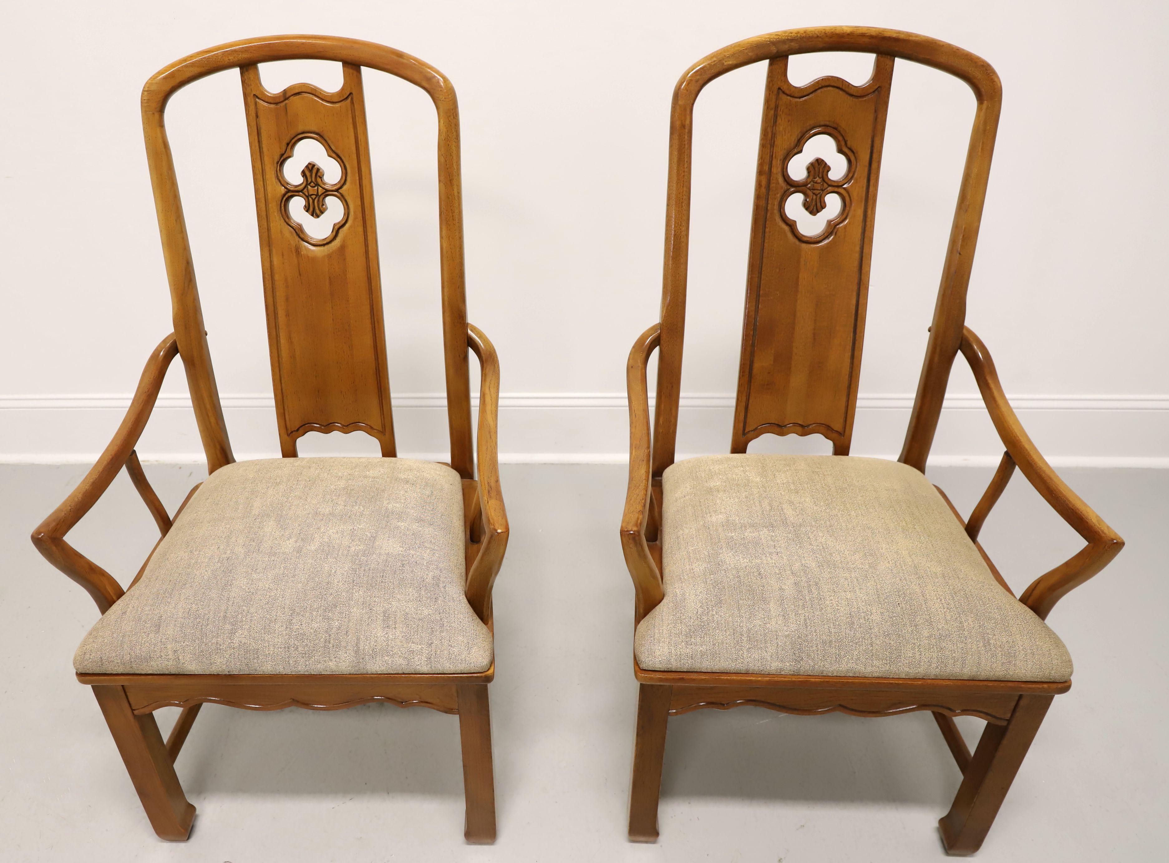 THOMASVILLE Mystique Collection Walnut Asian Dining Armchairs - Set of 6 In Good Condition For Sale In Charlotte, NC