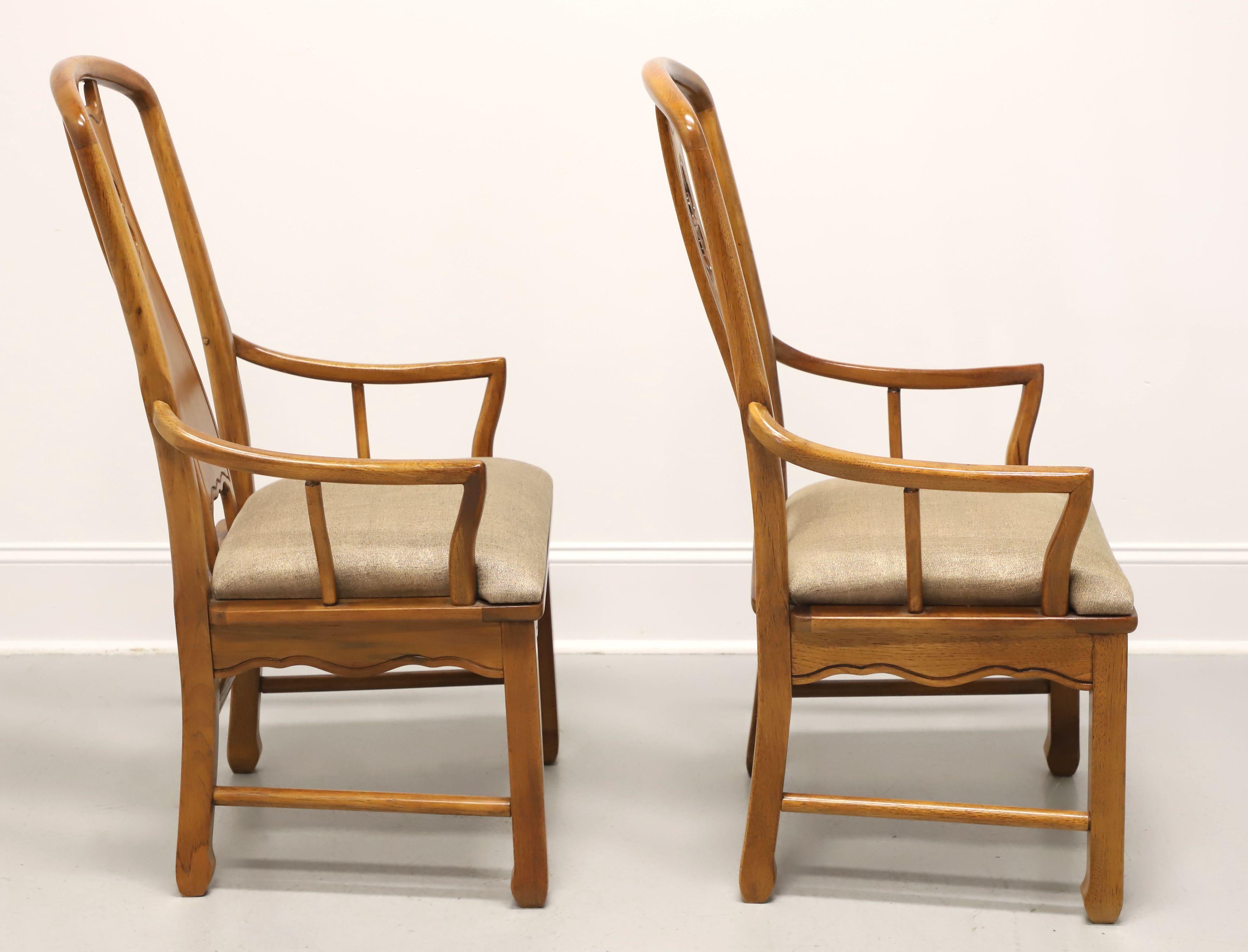 20th Century THOMASVILLE Mystique Collection Walnut Asian Dining Armchairs - Set of 6 For Sale