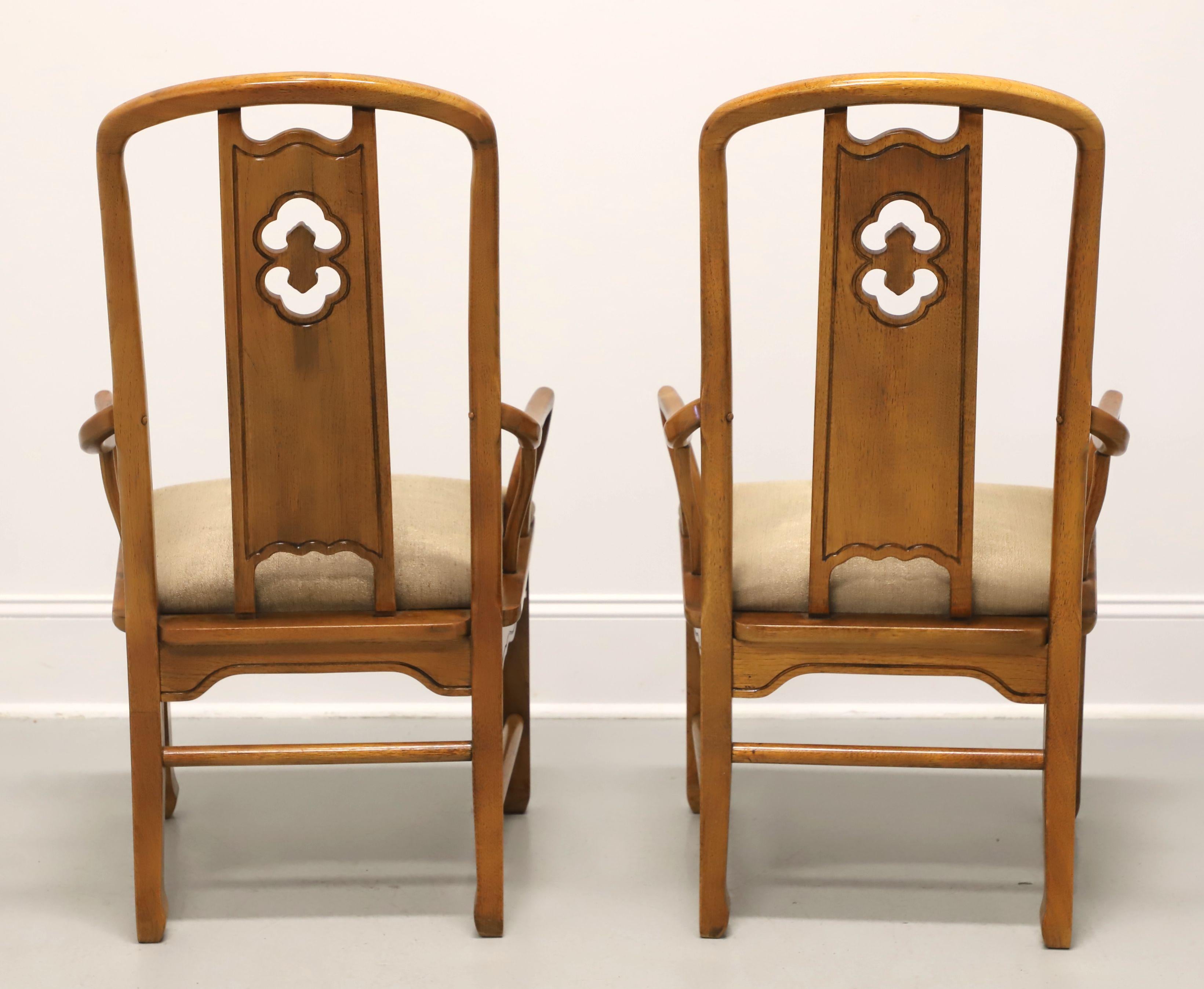 Fabric THOMASVILLE Mystique Collection Walnut Asian Dining Armchairs - Set of 6 For Sale