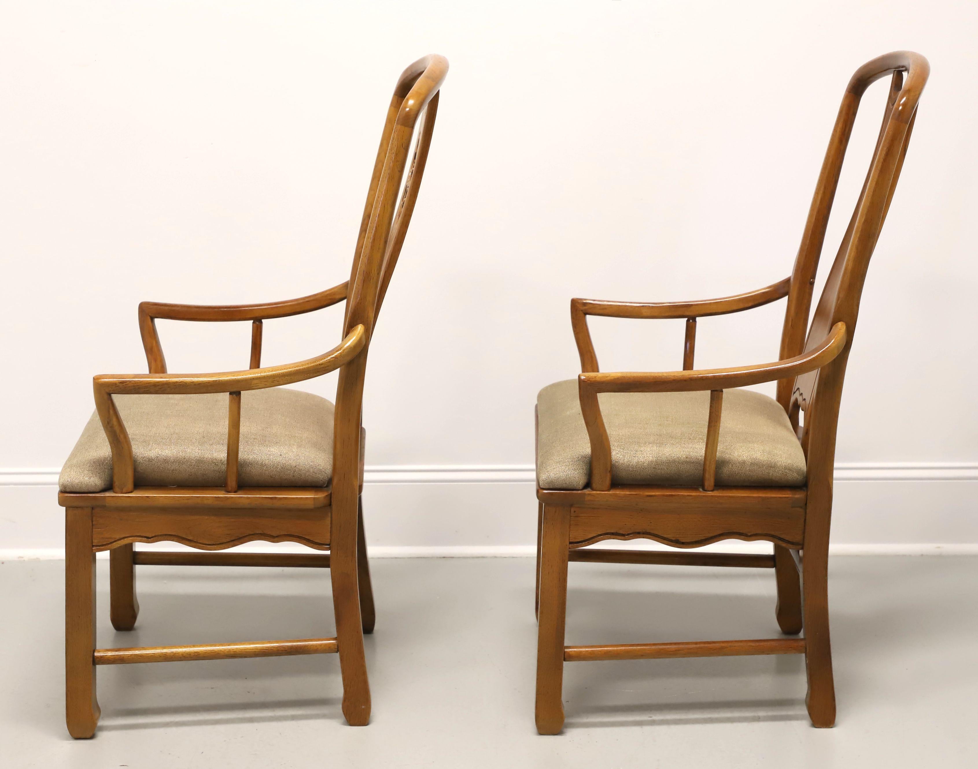 THOMASVILLE Mystique Collection Walnut Asian Dining Armchairs - Set of 6 For Sale 1