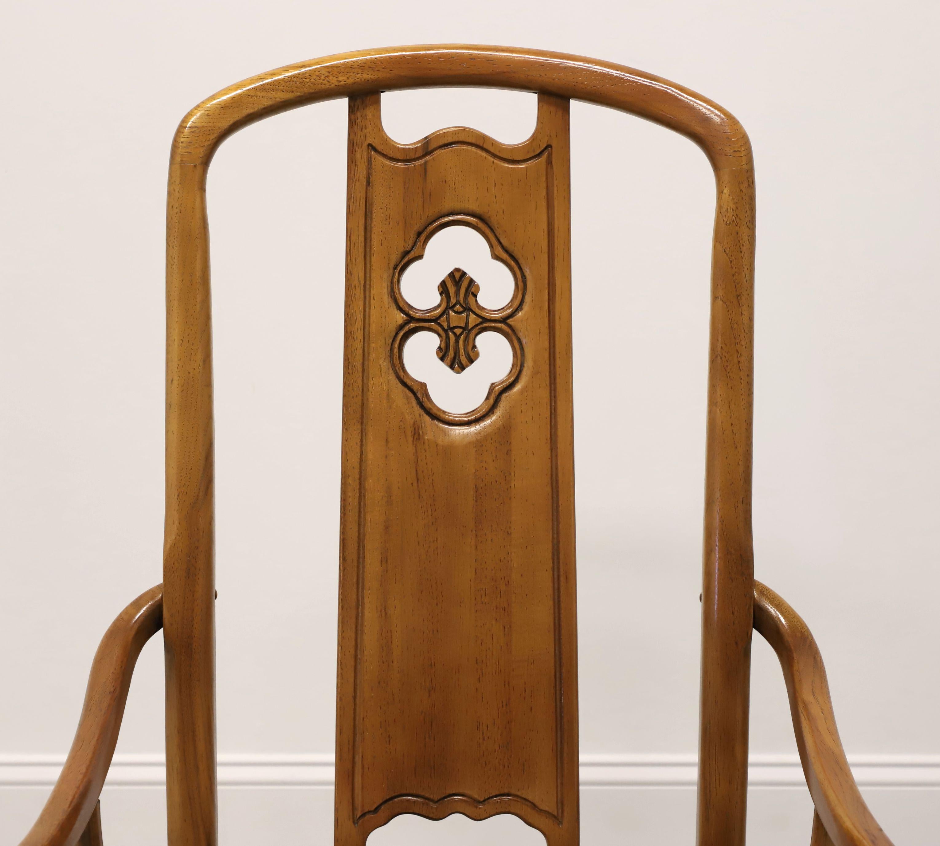 THOMASVILLE Mystique Collection Walnut Asian Dining Armchairs - Set of 6 For Sale 2