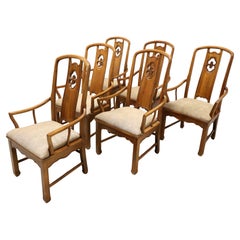Used THOMASVILLE Mystique Collection Walnut Asian Dining Armchairs - Set of 6