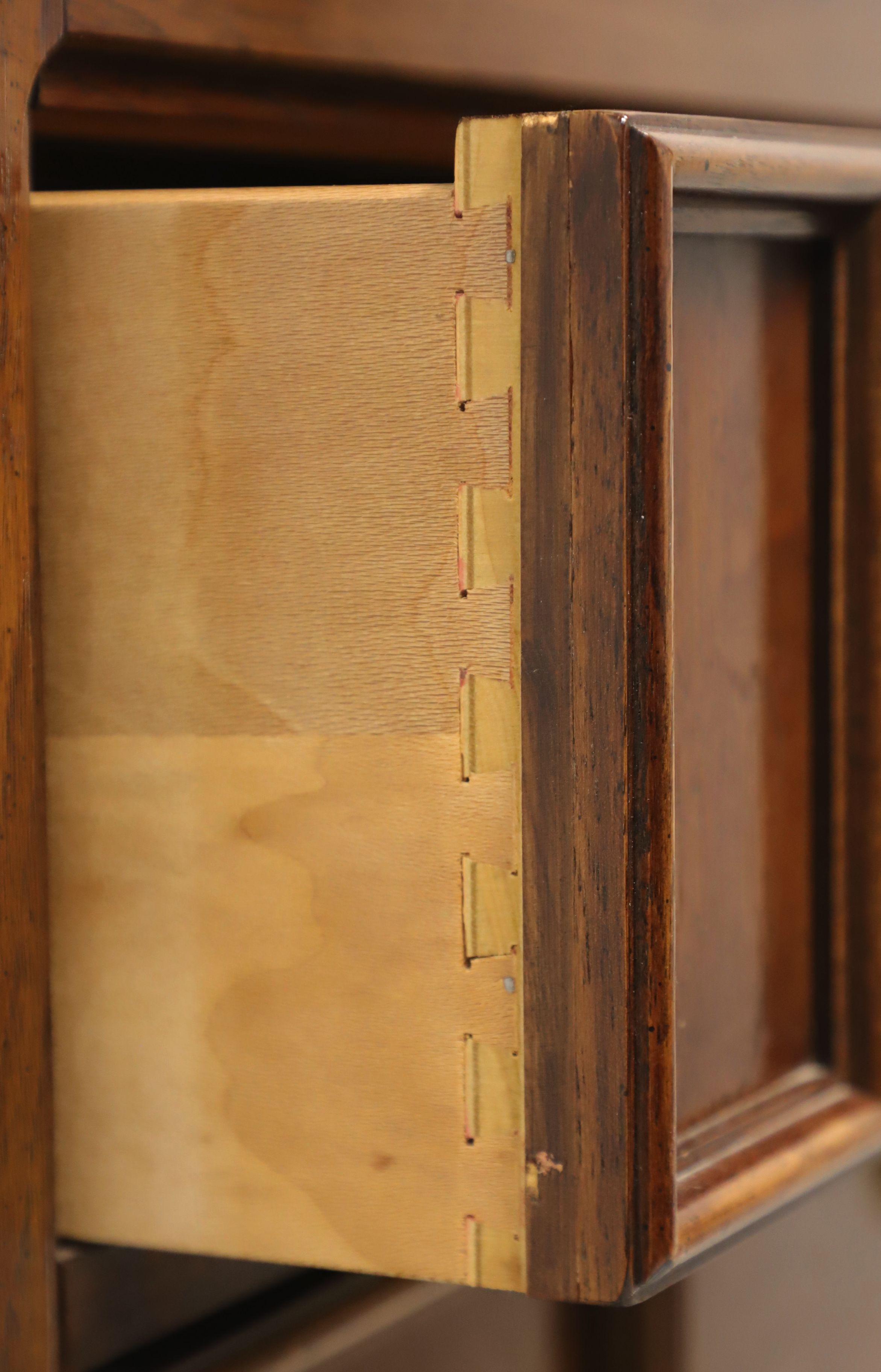 Brass THOMASVILLE Mystique Oak Parquetry Asian Influenced Chest of Drawers