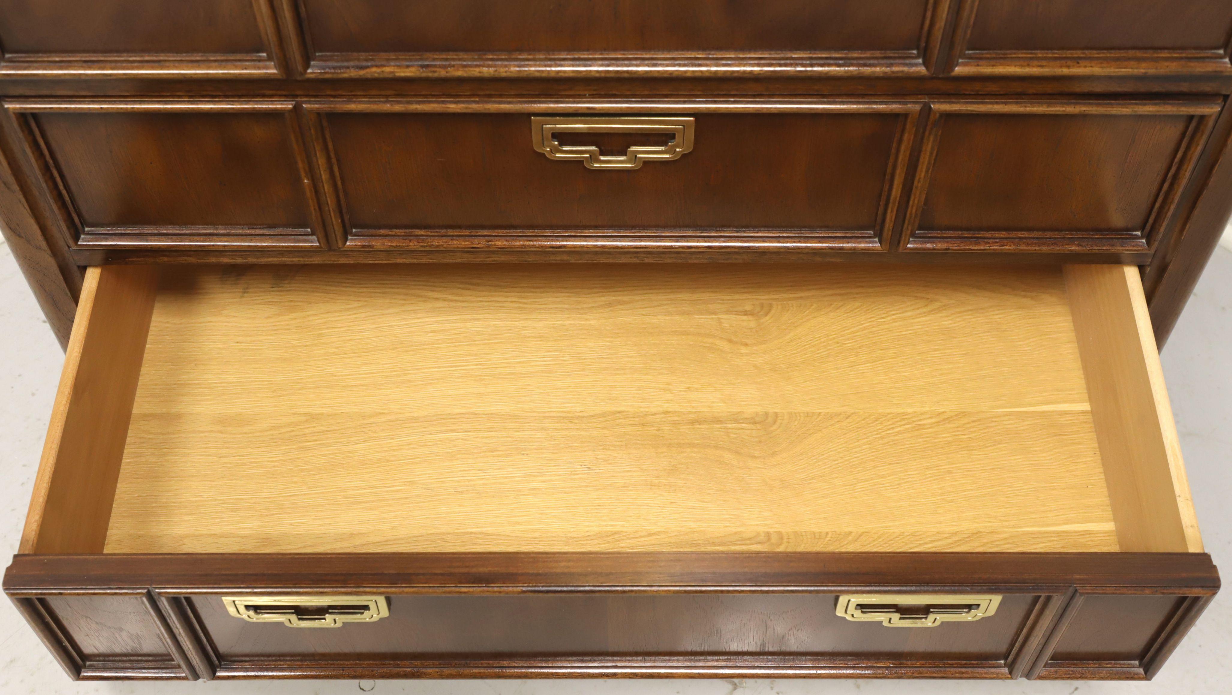 20th Century THOMASVILLE Mystique Oak Parquetry Asian Influenced Chest of Drawers