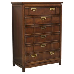 Vintage THOMASVILLE Mystique Oak Parquetry Asian Influenced Chest of Drawers