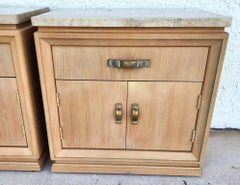 Thomasville Nightstands Blonde Marble Tops Pair