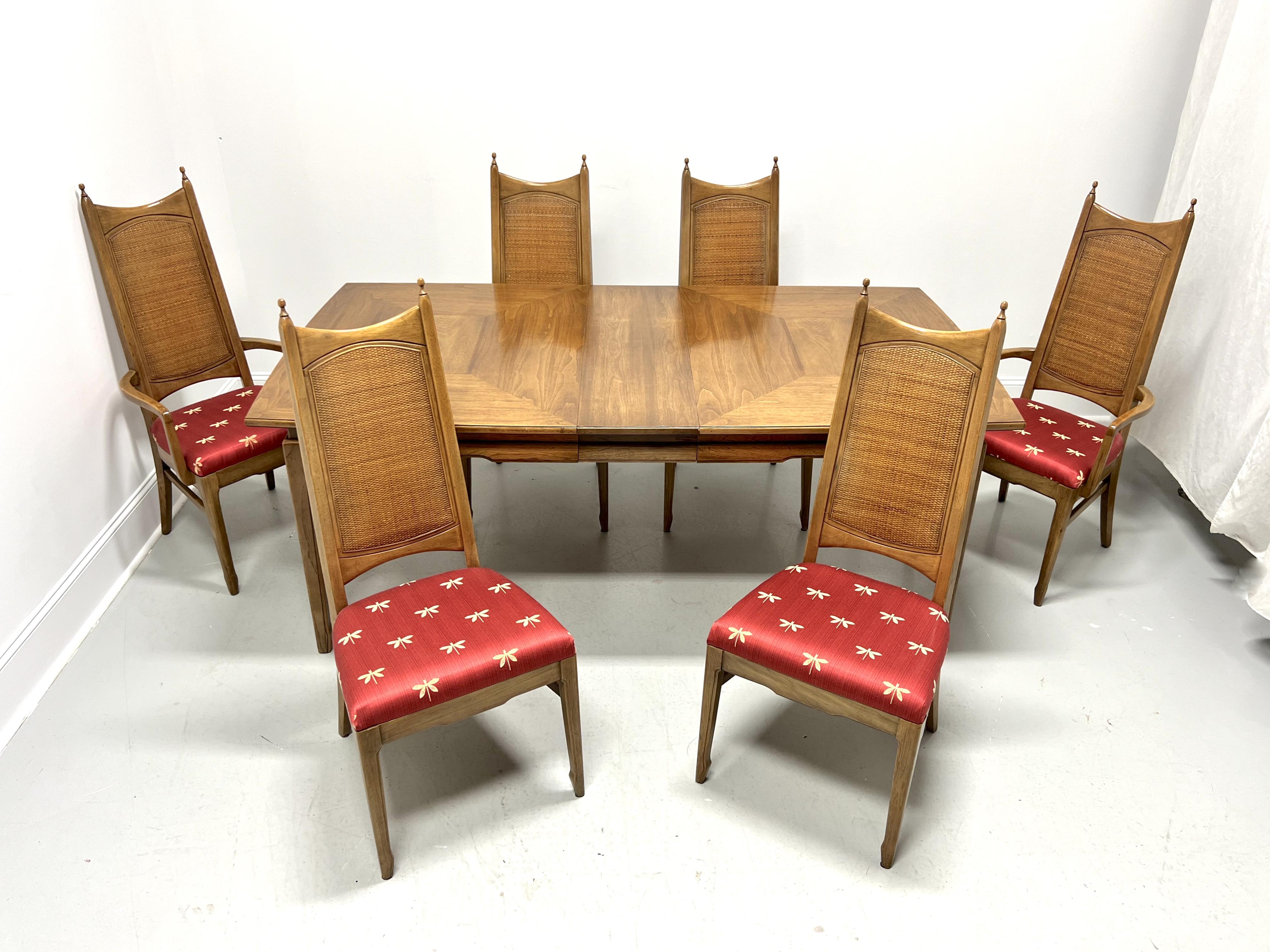 THOMASVILLE Pecan Mid 20th Century Modern MCM Dining Table Set with 6 Chairs For Sale 8