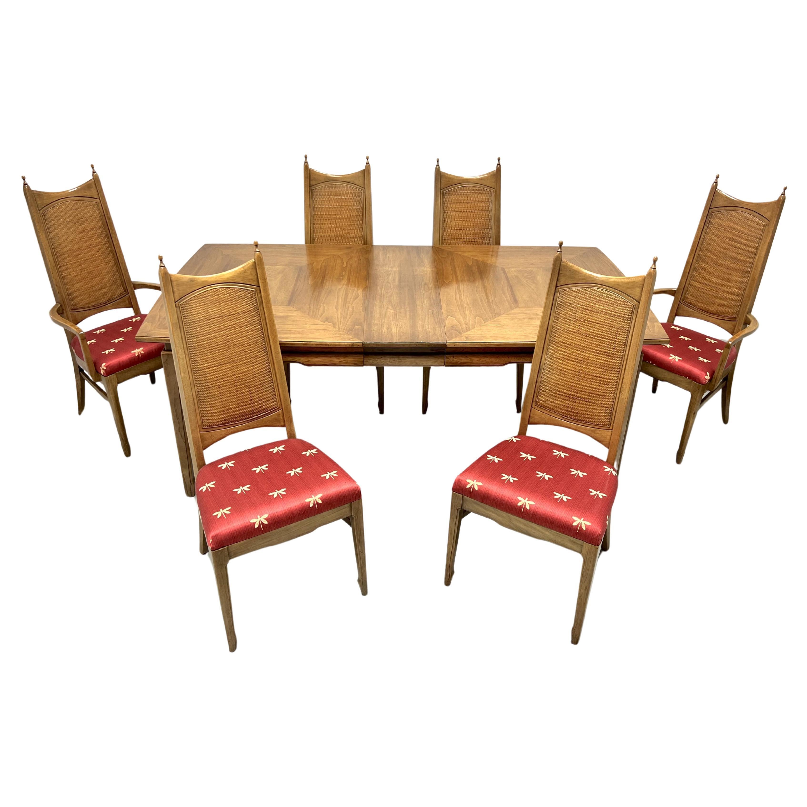 THOMASVILLE Pecan Mid 20th Century Modern MCM Dining Table Set with 6 Chairs