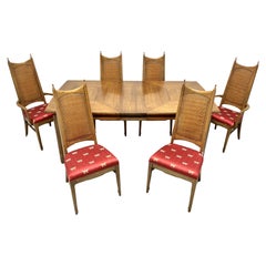 Vintage THOMASVILLE Pecan Mid 20th Century Modern MCM Dining Table Set with 6 Chairs