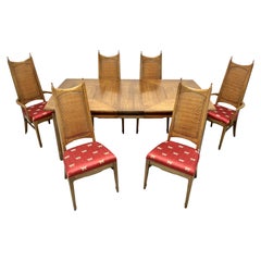 THOMASVILLE Pecan Mid 20th Century Modern MCM Dining Table Set with 6 Chairs