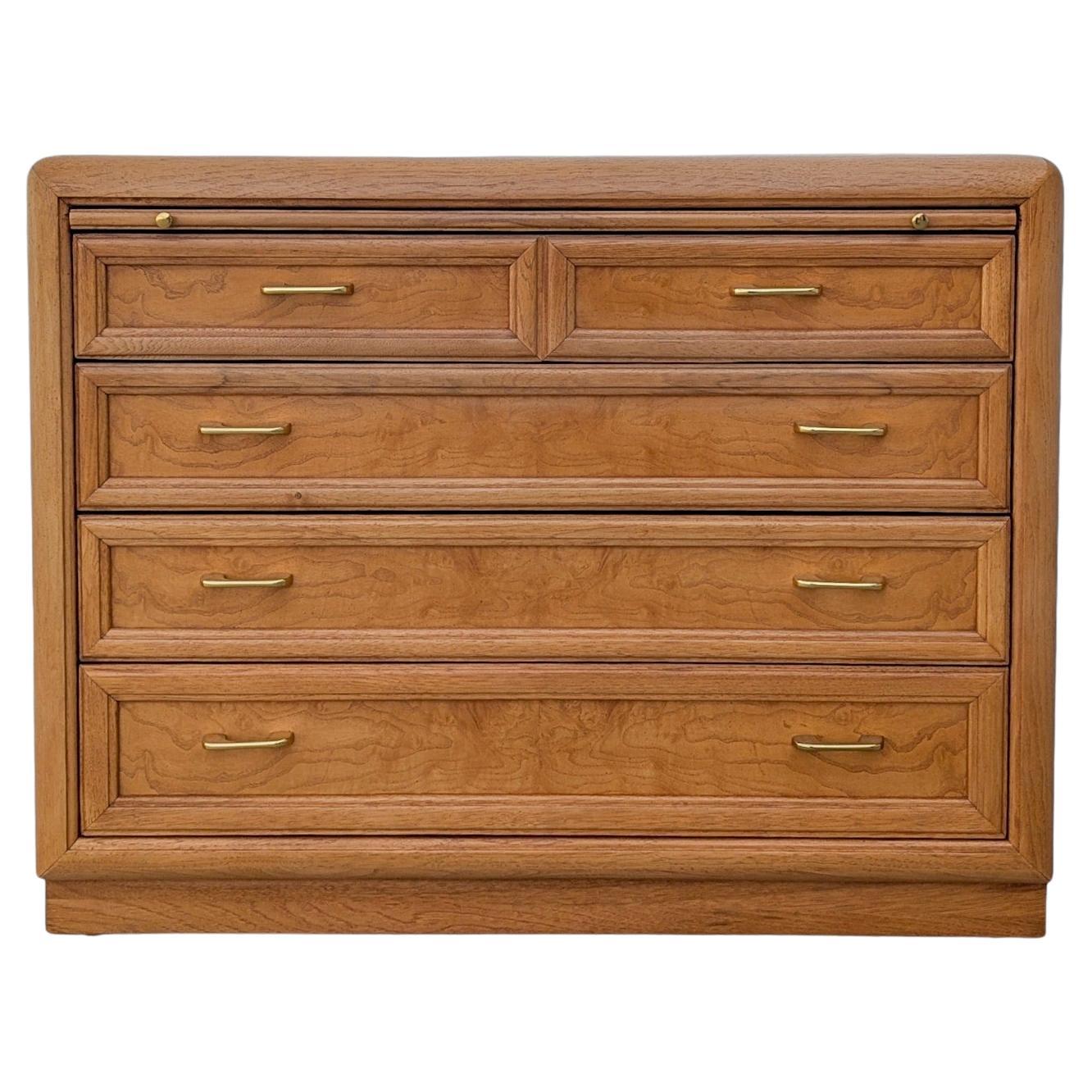 1980s Thomasville Prestige Oak Five-Drawer Chest or Sideboard For