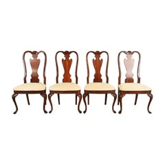 Thomasville Queen Anne Carved Solid Mahogany Dining Chairs, Set of Four