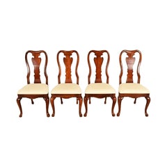 Thomasville Queen Anne Carved Solid Mahogany Dining Chairs  Set of Four