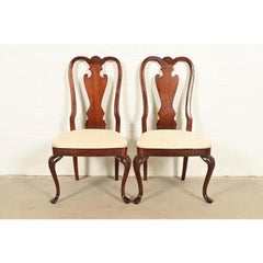 Thomasville Queen Anne geschnitzt massivem Mahagoni Seitenstühle oder Esszimmerstühle, Paar
