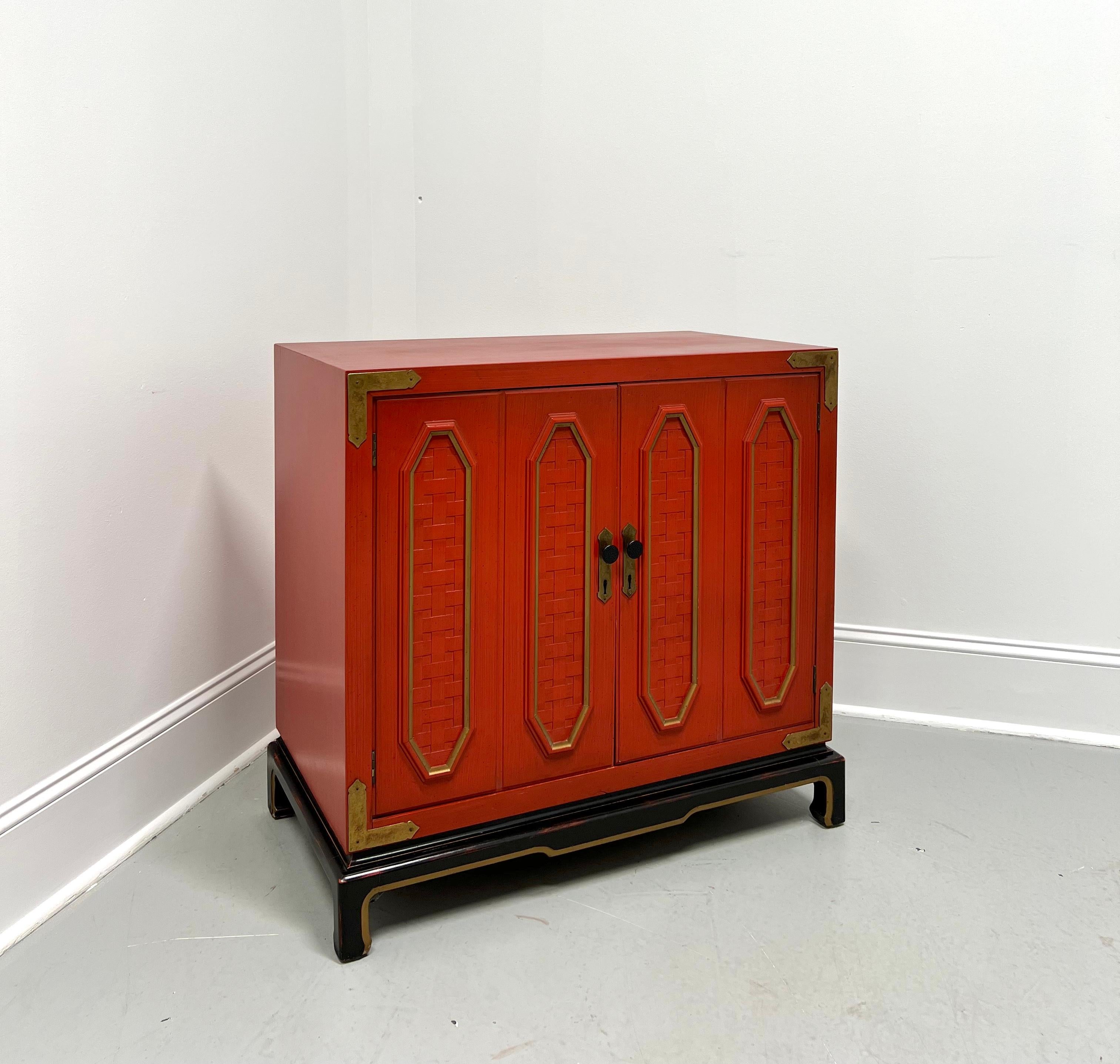 THOMASVILLE Red & Black Lacquered Asian Campaign Style Console Cabinet For Sale 3