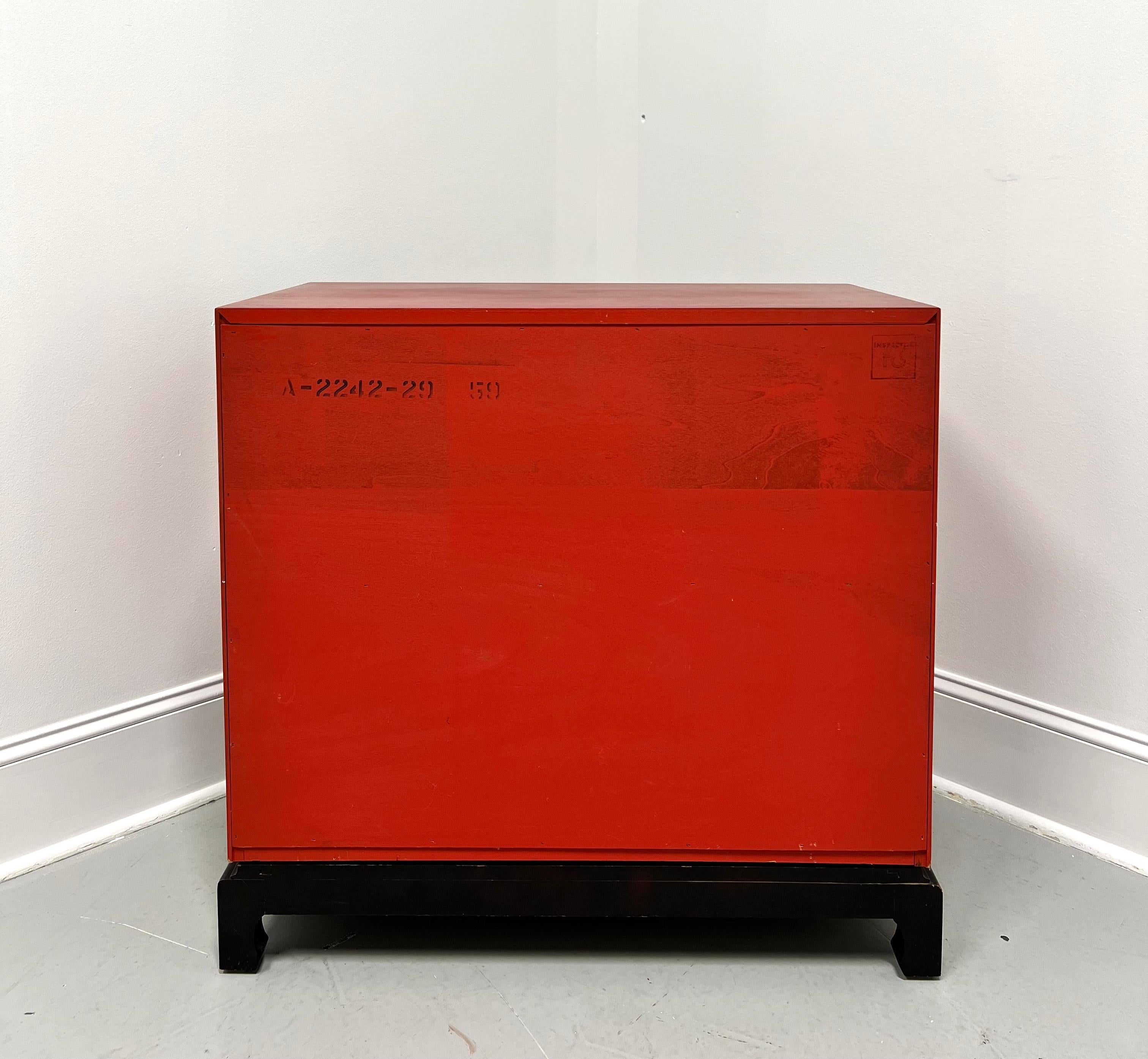 American THOMASVILLE Red & Black Lacquered Asian Campaign Style Console Cabinet