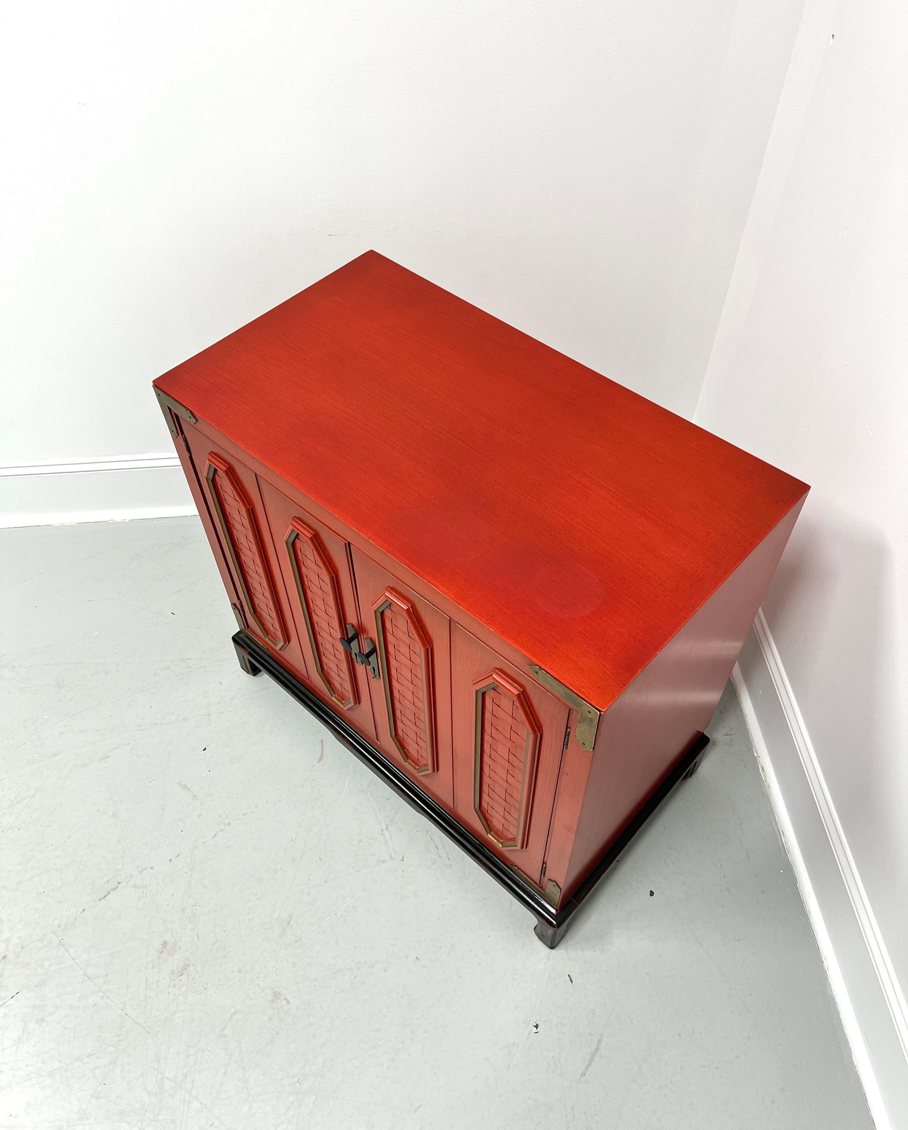 20th Century THOMASVILLE Red & Black Lacquered Asian Campaign Style Console Cabinet For Sale