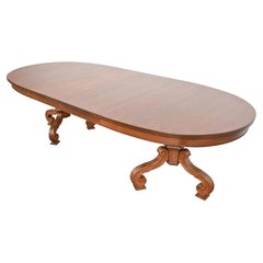 Thomasville Regency Walnut and Burl Wood Pedestal Dining Table, Refinished