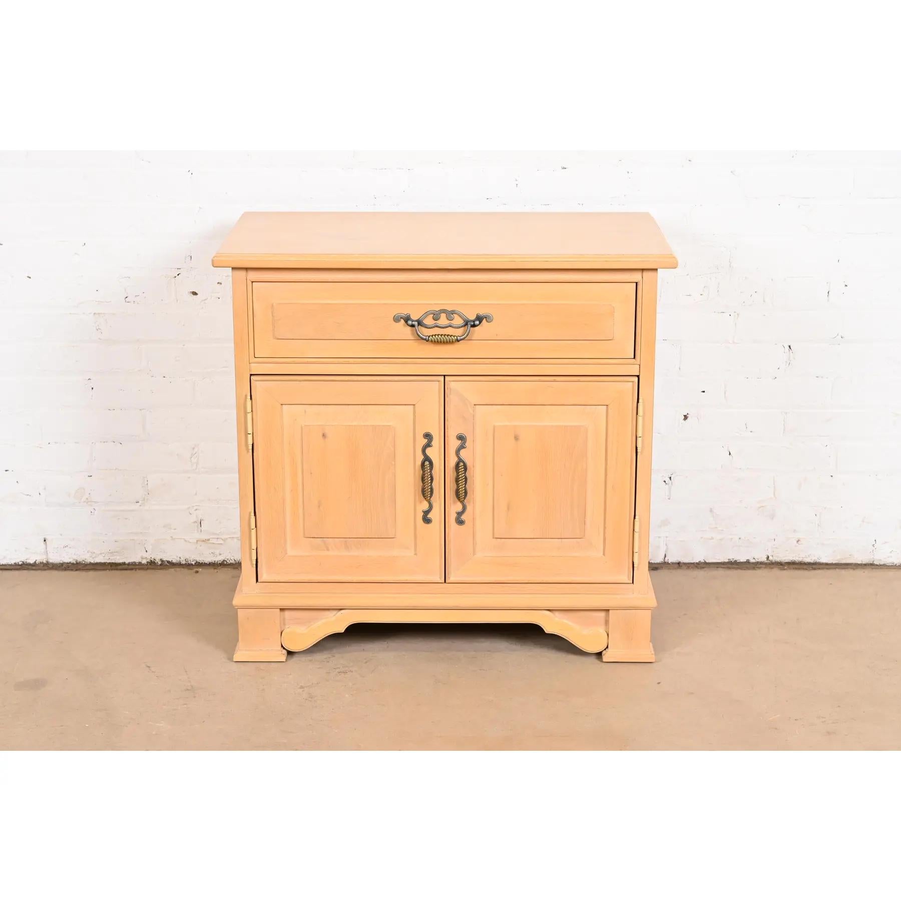 French Provincial Thomasville Rustic European Pine Nightstand For Sale