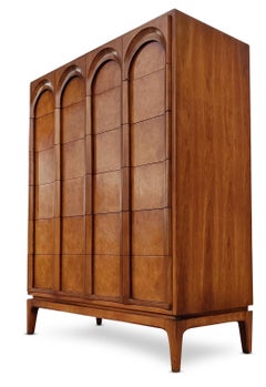 Thomasville Sculptural 'Acrhed' 6 Drawer Tall Dresser Walnut & Olive Burl