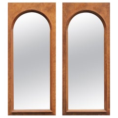 Thomasville Sculptural 'Arched' Pair of Wall Mirrors in Walnut & Olive Burl