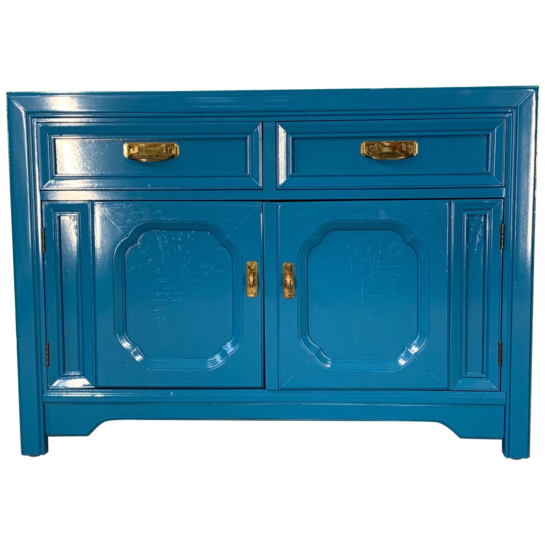 Thomasville Sideboard Cabinet in Blue Lacquer